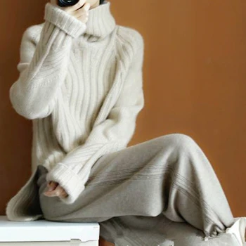 Gejas Ainyu Európsky štýl ženy, svetre módne 2020 ženy turtleneck cashmere sveter ženy pletené pulóvre Voľné topy