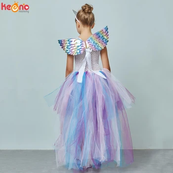 Dievčatá Jednorožec Kvet Tutu Šaty s hlavový most a Krídla Hi-lo Fantázie Jednorožec Narodeninovej Party Šaty Halloween Zdobiť Kostým