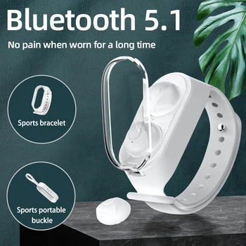 2 v 1 Inteligentný Náramok Bezdrôtový Bluetooth Headset so zoznamom Hudby Náramok Slúchadlá Mini Športové Vodotesné Slúchadlá S Mikrofónom