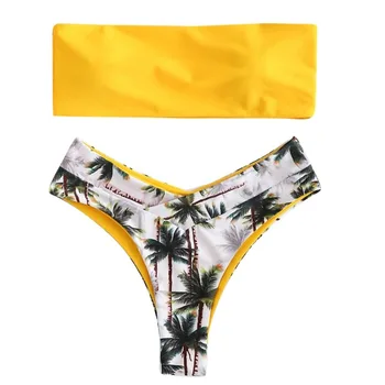 Sexy Ženy Podprsenka & Stručný Sady 2019 Kokosový Tlač Plavky s vypchávkami nízkym Pásom Plavky, plavky Plavky, plavky Beachwear11