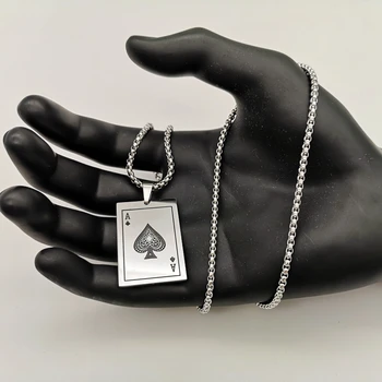 2019 AW nehrdzavejúcej ocele Ace poker Jack Kráľovná Kráľ prívesok náhrdelník mužov hracie karty pocker náhrdelník módne šperky