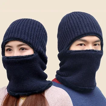 Pletený hat pre mužov a ženy v zime pliesť hlavu pribrala teplé cyklistické maska čelné sklo masky šatku ucho spp