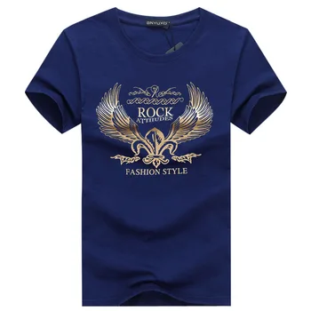 SWENEARO pánske T-shirts Lete Muž Krátke Rukávy Zlaté Krídla Print T Shirt Mužov Tshish Camiseta Tee Tričko Homme Topy Plus Veľkosť