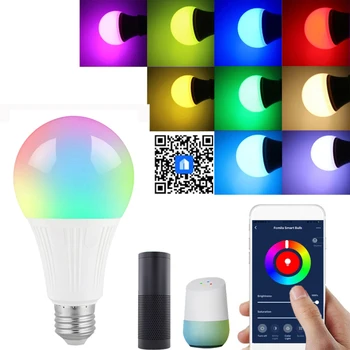 WIFI Smart LED Žiarovka E27 E26 B22 Bluetooth/ WiFi link10W Také Aplikácie, Hlasové Ovládanie pre Alexa Domovská stránka Google GRB Žiarovka, Žiarivka