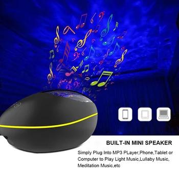 USB LED Oceánu Vlny Projektor Svetlo Bluetooth Hudobný prehrávač 7 Režimov Oceán Vody Zvlnenie Projekčnej Lampy detí nočné svetlo