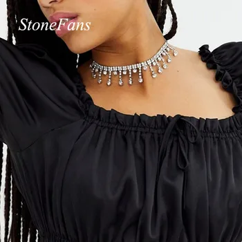 Stonefans Vyhlásenie Drahokamu Reťazca Náhrdelník Šperky pre Ženy Kúzlo Kvapka Vody Choker Príveskom Šperkov Crystal Strany