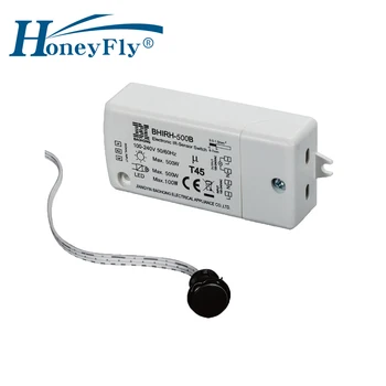 HoneyFly2pcs IR Senzor Prepínač 500W 100-240V(Max.100W Pre Led diódy)Infračervené Svetlo Prepínač Pohybový Senzor Intelligent Auto On/off 5-10 CM