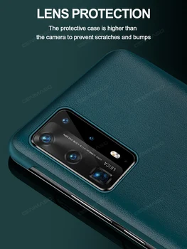 GRMA Pôvodné Zrkadlo Smart Touch View pravej Kože Flip Chrániť Kryt Na Huawei P30 P40 Mate 30 Pro Okno Shockproof Prípade