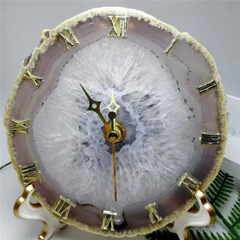 120-130 mm prírodný achát plátok strane crystal plavidlá hodiny uzdravenie crystal dekorácie