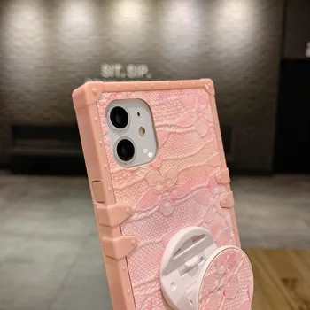 Luxusné Tvorivé Fashion Square šťastie Ružový lesk Telefón puzdro Pre iPhone XS MAX XR 6 7 8 Plus 11 Pro MAX Kryt pre Samsung