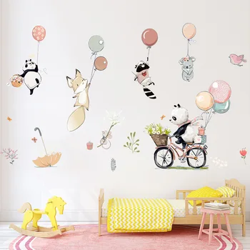 Cartoon Balón Zvieratá Samolepky na Stenu pre Deti Deti izby Steny Výzdoba Vymeniteľné Vinylové Nálepky Škôlky Home Decor Art nástenné Maľby