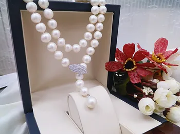 Hot predaj 85 cm 8-9mm sladkovodné perly sveter reťazca micro vložkou zirkón dlhý náhrdelník módne šperky