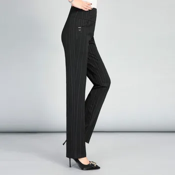 2020 Jar Jeseň Ženy Stripe Nohavice Slim Vysoký Pás Úsek Ceruzkou Nohavice Ženské Nohavice Plus Veľkosť 5XL Mujer Pantalones F153