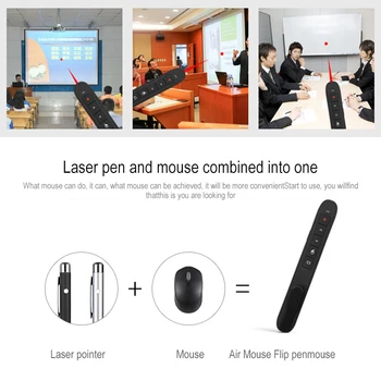 1pc Nabíjateľná RF 2.4 GHz Wireless Presenter s Air Mouse Prezentáciu, Diaľkové Ovládanie, PPT Prezentácie, Laserové Pero