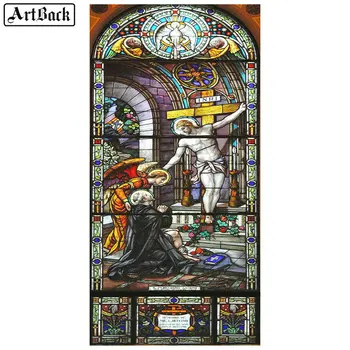 5d diy diamond maľovanie Ježiš náboženské obrázok plné námestie vitráže maľovanie 60x120cm dekoratívne 3d mozaika kolo stick