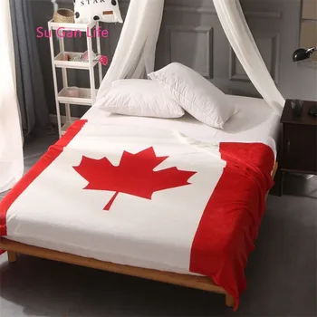 Červená Kanada Britskej Vlajky/American Flag Fleece Hodiť Prikrývky Na Postele, Gauč Super Mäkké Koberčeky Prehoz Cez Posteľ Teplé Posteľná Bielizeň