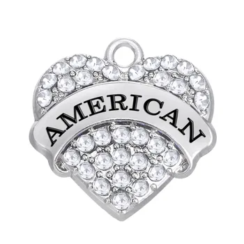 Fishhook mám rád Americký patriot Krištáľové srdce kúzlo pre šperky robiť