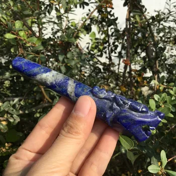 Prírodný kameň lapis lazuli hlavy draka rezbárstvo fajok, tabaku na darček