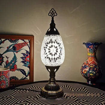 2020 Nové turecké stolná Lampa vintage štýle art deco Ručne lamparas de mesa mozaikové Sklo romantický posteľ svetlo lamparas con mosaicos