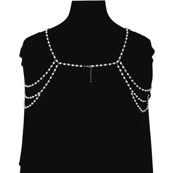 Móda elegantné Strapec viacvrstvových strapec reťazca pearl vyhlásenie náhrdelník ženy trendy ramenný reťazca svadobné šperky