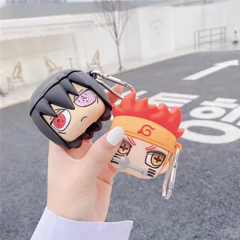3D Naruto Anime Ninja Prípade AirPods Cartoon Slúchadlá Prípade Airpods 1 2 Roztomilý Príslušenstvo Chrániť Kryt +Keychain