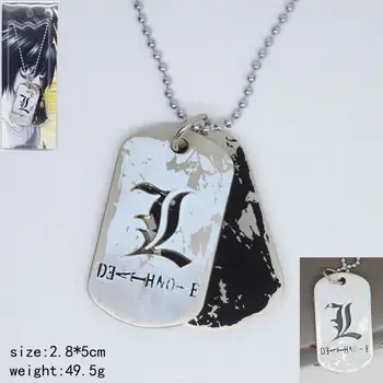 Anime Death note, L logo Nerezová oceľ dvojité karty náhrdelník obrázok medaila prívesok hračky death note náhrdelník hračka dary
