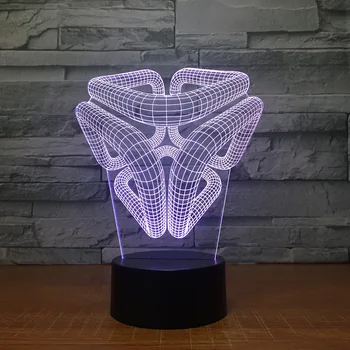 Kreatívne Ilúzie Lampa LED Nočné Svetlo 3D Abstraktné Grafika Akryl Farebné Gradientu Atmosféry Lampa Novinka Osvetlenie Kvapka Loď