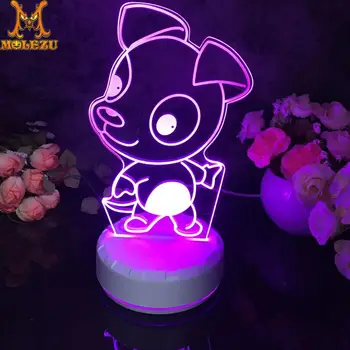 Led 3D Nočné Svetlo Psa Vzor Nočného pre Dieťa Spálňa Decor Stolná Lampa 16 Farieb s diaľkovým