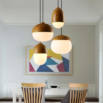 Moderné Nordic štýl orechy prívesok žiarovka E27 žiarovka tvorivé imitácia dreva prívesok osvetlenie štúdium obývacia izba, reštaurácia, kaviareň