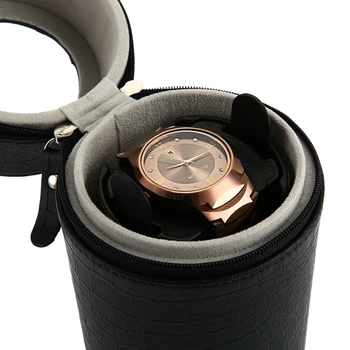 Čierne Auto Tichý Watch Winder Valcový Tvar Náramkové hodinky Box s EÚ Plug