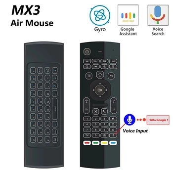 MX3 MX3-L Podsvietený Vzduchu Myši T3 Smart Hlas, Diaľkové Ovládanie 2.4 G RF Bezdrôtová Klávesnica Pre X96 mini KM9 A95X H96 MAX Android TV Box