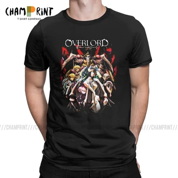 Muži T-Shirt Overlord Román Kugane Vintage Čistá Bavlna Tričká Krátky Rukáv Ainz Ooal Šaty Anime T Shirt Posádky Krku Topy 4XL 5XL