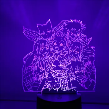 VÍLA CHVOST Anime 3D Nočné Svetlo LED Obrázok Ilúzie Lampa Dekorácie Pre Domáce Osvetlenie Tvorivé Lampara Dieťa Dieťa Darček Izba Lampe