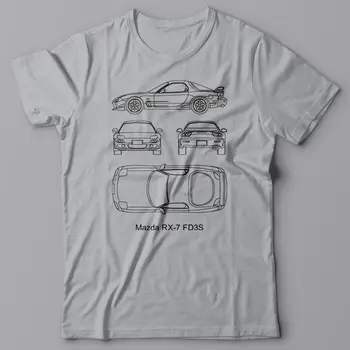 Fashion T-Shirt Mužov Cool Oblečenie T-Shirt Plán - Mazda Rx-7 Fd3S, Technické Tee Tričko, Jdm Driftcasual Bavlnené Tričko