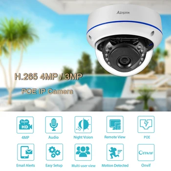 AZISHN H. 265 3MP Bezpečnosti Audio Záznam IP Kamera Kovové Anti-vandal Vonkajšie ONVIF CCTV Video Sieťová Kamera 48V POE