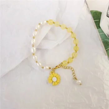 Begirl 2020 módne daisy náramok pre ženy ručne nastaviteľné farebné kvetinové pearl reťazca náramok darček
