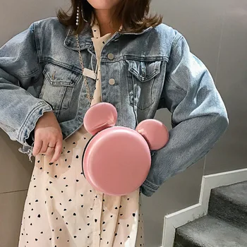 Disney kreslených princezná mária kabelka rameno ženy pu módna taška messenger Mickey mouse roztomilý kolo taška minnie peňaženky