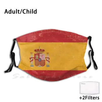 Staré Odreté Španielsku Vlajku Darček Tlač Umývateľný Filter Proti Prachu Úst Maska Španielsko Španielsky Španielsky Vlajka Národných Farbách