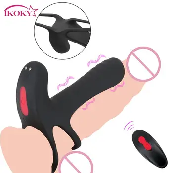 IKOKY G-Spot Vibrátor S Cockring Orgazmus Vagíny, Klitorisu Stimulovať Bradavky Masér Penisu Erekcia Dlhotrvajúci Sex Hračky