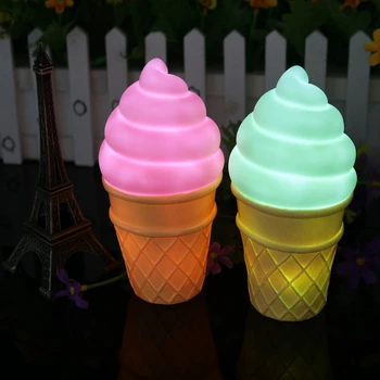 Krásne Ice Cream LED Nočné Lampy Dieťa Silikónové noc Ľahké Prenosné Tabuľka Dovolenku Cartoon Darček Pre Nočné spálne dekorácie