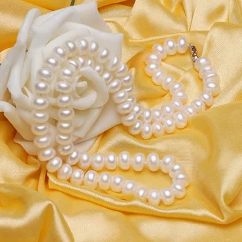 SPEZ Reálne 925 Sterling Silver Pearl Náhrdelníky Prírodné Sladkovodné Perly Choker náhrdelník Pre Ženy, Šperky, Módne Darček