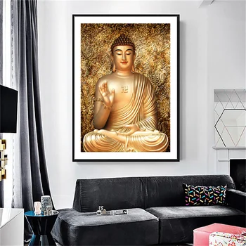 Zlatá Farba Plátno Buddha Maľovanie Vytlačené Giclee Tlač Domova Múr Umenia Maľby č rám Plátno, Vytlačí pre Lacné Predaj