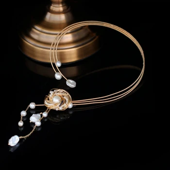 Reálne Barokový Sladkovodné Perly Náhrdelník Prívesok Pre Ženy zapojenie Strana Chokers Náhrdelník Luxusne Jemné Šperky Dary