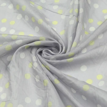 Žlté, biele bodky dizajn hodváb bavlnená tkanina na svetlo fialová dno,SCT445