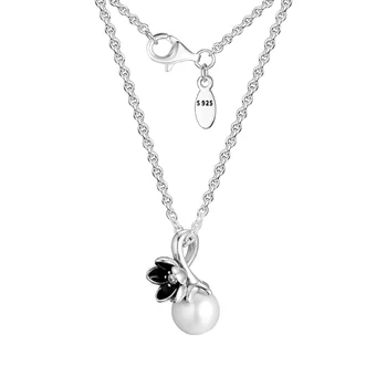 925 Sterling Silver White Sladkovodných Kultivovaných Pearl Kvetinový Prívesok Náhrdelníky Pre Ženy Originálne Šperky Priateľku, Darček