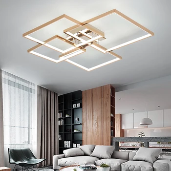Štvorcový rám Moderné led Luster pre obývacie spálne studyroom Gold/pochrómovaný 110V220V led lustre stropné Svietidlá