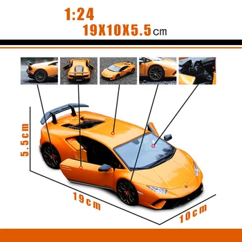 Bburago 1:24 Lamborghini hurikán zliatiny auto model simulácie auto dekorácie kolekcie darček hračka