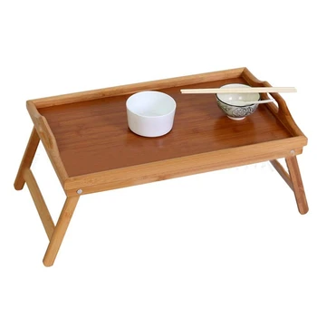 Prírodný Bambus Raňajky Slúžiace Zásobník s Rukoväť Slúži Raňajky v Posteli, alebo Použiť Ako Tv Stolík Skladacia Posteľ, Stôl Laptop Stôl