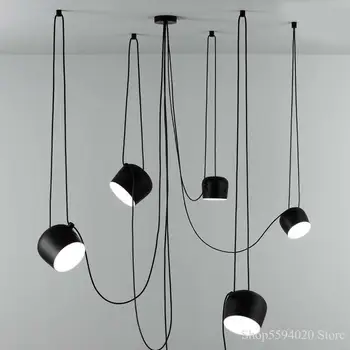 Moderné DIY Železa Prívesok Svetlo Nordic pre Obývacej Izby, Spálne, Jedáleň, Biela/Čierna Prívesok Lampa Visí Lampa Hanglamp Svietidlo