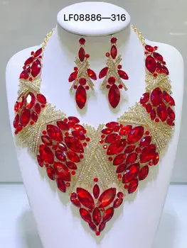 Módne Svadobné Šperky Farba Crystal Kamienkami Náhrdelníky Náušnice Set Pre Ženy, Dubaj Svadobné Šperky Sady
